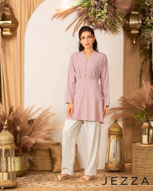 V-Neck Above-Knee Polyester Top 62461